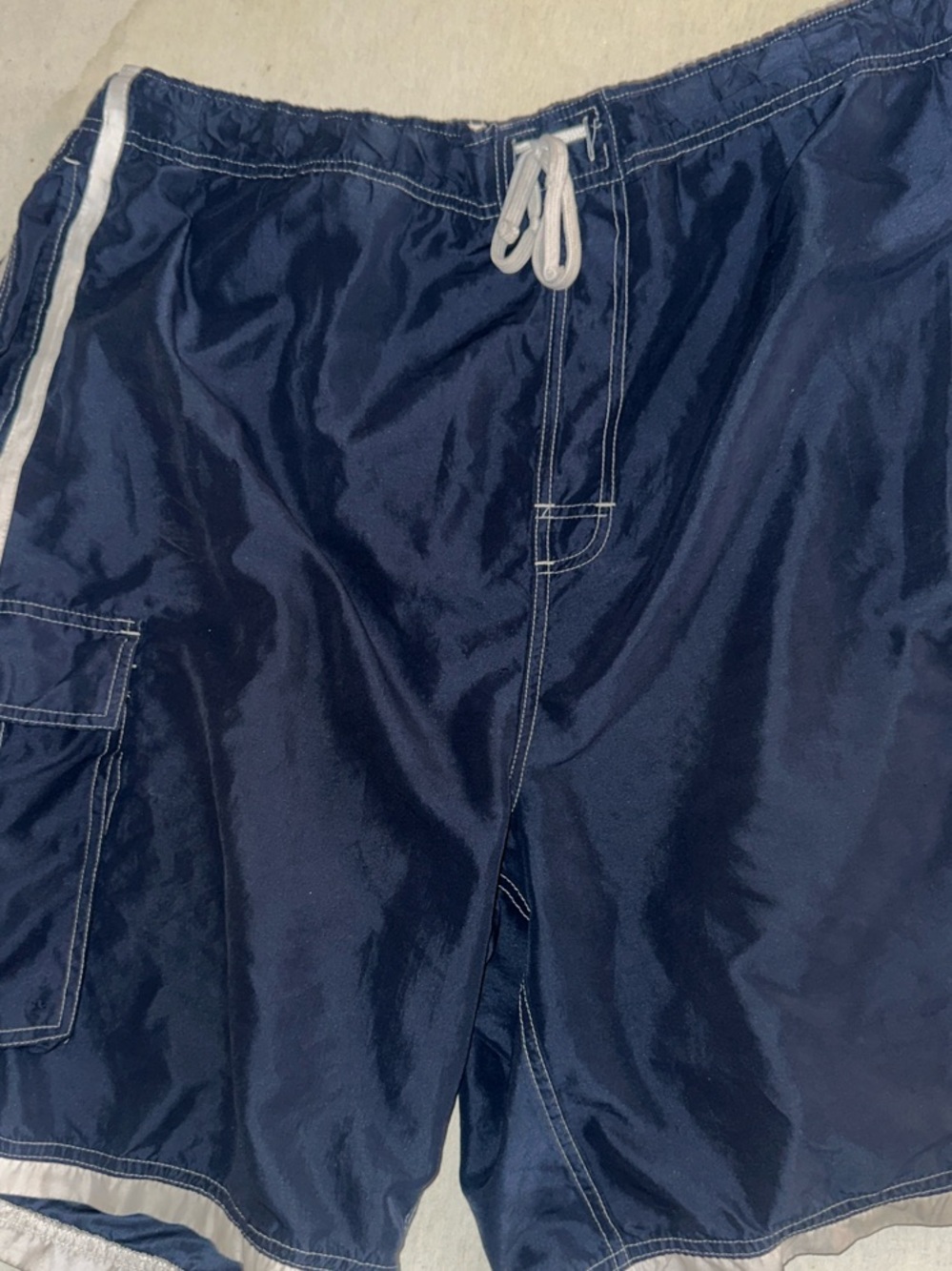 Mens Size 4X Polo Club Navy Cargo Swim Shorts with White Trim